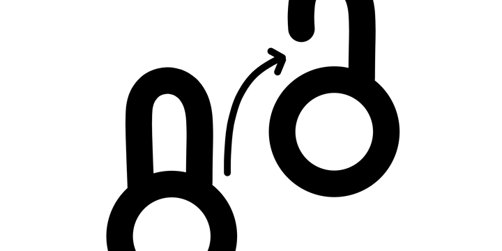 Diagram showing a locked padlock to unlocked padlock